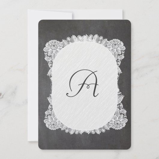 Chalkboard en Lace Elegant Wedding Invitations Kaart (Achterkant)