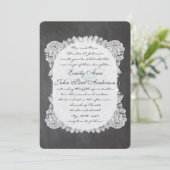 Chalkboard en Lace Elegant Wedding Invitations Kaart (Staand voorkant)