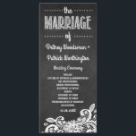 Chalkboard- en Lace Rustic Wedding-programma's Programmakaart<br><div class="desc">Chalkboard en Lace Rustic Wedding Programs - Design zijn voorzien van een gedrukte chalkboardachtergrond met witte gedrukte florale kant aan de onderkant en elegante krijtgeschriften. Zie het volledige overeenkomende collectie hieronder.</div>