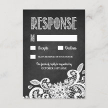 Chalkboard en Lace Rustic Wedding RSVP-kaarten
