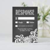 Chalkboard en Lace Rustic Wedding RSVP-kaarten RSVP Kaartje (Staand voorkant)