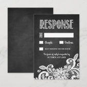 Chalkboard en Lace Rustic Wedding RSVP-kaarten RSVP Kaartje (Voorkant / Achterkant)