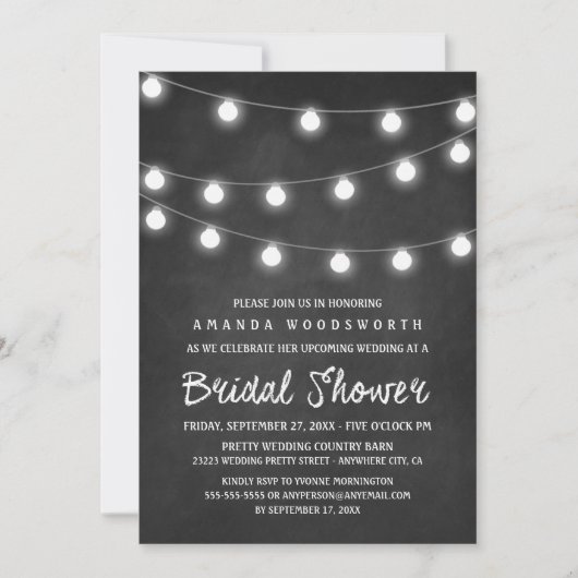 Chalkboard en lichtbridal Shower Invitations Kaart (Voorkant)