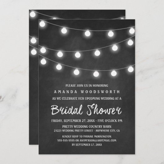 Chalkboard en lichtbridal Shower Invitations Kaart (Voorkant / Achterkant)