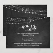 Chalkboard en Lichten uitgestelde bruiloft "Nieuwe Kaart (Voorkant / Achterkant)