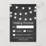 Chalkboard en lights Rustic Wedding RSVP-kaarten RSVP Kaartje<br><div class="desc">Chalkboard en Lights Rustic Wedding RSVP-kaarten - biedt een krijtbordachtergrond met koordlichten en krijttypografie. Zie het volledige overeenkomende collectie hieronder.</div>