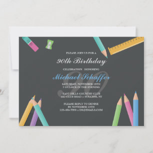 Chalkboard en Pencils Invitation Kaart