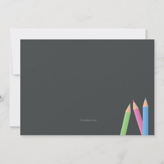 Chalkboard en Pencils Invitation Kaart (Achterkant)