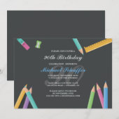 Chalkboard en Pencils Invitation Kaart (Voorkant / Achterkant)