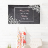 Chalkboard en Roze Heart Wedding Banner (Insitu)