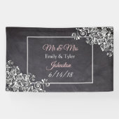 Chalkboard en Roze Heart Wedding Banner (Horizontaal)