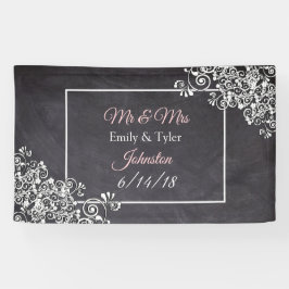 Chalkboard en Roze Heart Wedding Banner