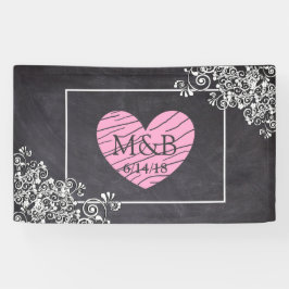 Chalkboard en Roze Heart Wedding Banner