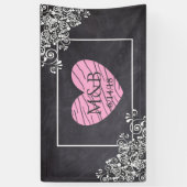 Chalkboard en Roze Heart Wedding Banner (Verticaal)
