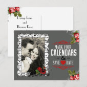 Chalkboard en Rozen Foto opslaan Datum Aankondigingskaart (Voorkant / Achterkant)