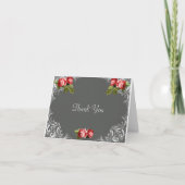 Chalkboard en Rozen Wedding Hartelijk dank Bedankkaart (Voorkant)