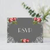 Chalkboard en Rozen Wedding RSVP (Staand voorkant)