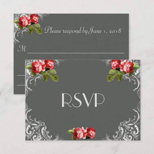 Chalkboard en Rozen Wedding RSVP (Voorkant / Achterkant)
