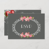 Chalkboard en Rozen Wedding RSVP (Voorkant / Achterkant)