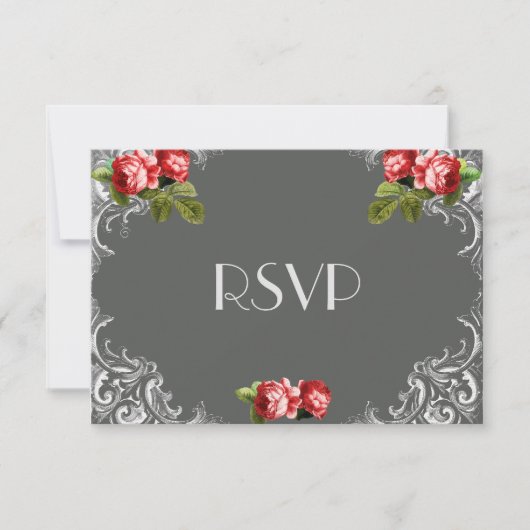 Chalkboard en Rozen Wedding RSVP Kaartje (Voorkant)