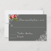 Chalkboard en Rozen Wedding RSVP Kaartje (Achterkant)