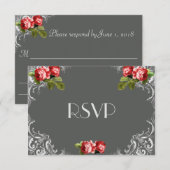 Chalkboard en Rozen Wedding RSVP Kaartje (Voorkant / Achterkant)