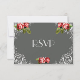 Chalkboard en Rozen Wedding RSVP Kaartje