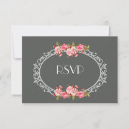 Chalkboard en Rozen Wedding RSVP Kaartje