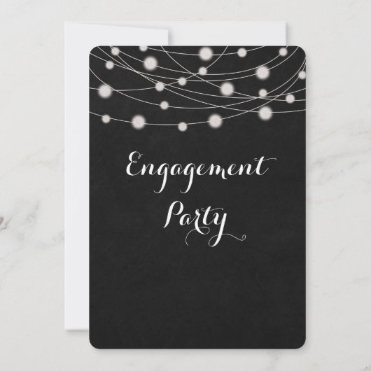 Chalkboard en String Lights Engagement Party Kaart (Achterkant)