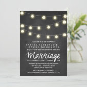 Chalkboard en String Lights Wedding Invitations Kaart (Staand voorkant)