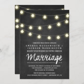 Chalkboard en String Lights Wedding Invitations Kaart (Voorkant / Achterkant)