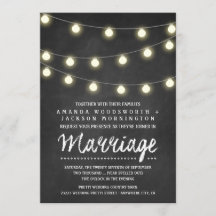 Chalkboard en String Lights Wedding Invitations