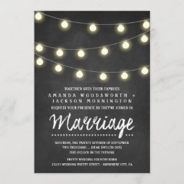 Chalkboard en String Lights Wedding Invitations Kaart