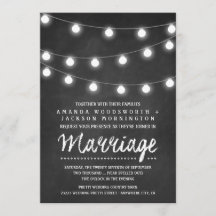 Chalkboard en String Lights Wedding Invitations