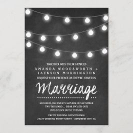 Chalkboard en String Lights Wedding Invitations Kaart