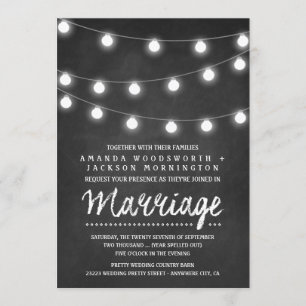 Chalkboard en String Lights Wedding Invitations Kaart