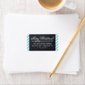 Chalkboard en Stripes-adres voor kerstmis Etiket (Insitu)