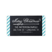 Chalkboard en Stripes-adres voor kerstmis Etiket (Voorkant)