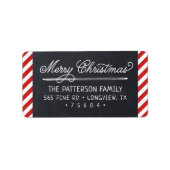 Chalkboard en Stripes-adres voor kerstmis Etiket (Voorkant)