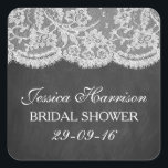 Chalkboard en  Vrijgezellenfeest van witte zalen Vierkante Sticker<br><div class="desc">Deze stickers van het krijtbord en het witte vrijgezellenfeest zullen het perfecte accessoire voor om het even welke bruid-aan-zijn zijn! Het ontwerp is voorzien van een mooie achtergrond met een witte rand effect. Deze stickers kunnen gepersonaliseerd worden voor je speciale gelegenheid en zijn de perfecte sticker voor elke moderne bruiloft,...</div>