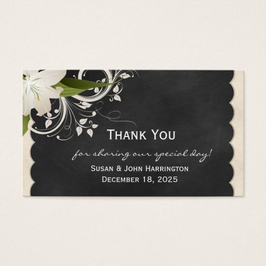 Chalkboard en witte Lily dank u Visitekaartjes (Voorkant)