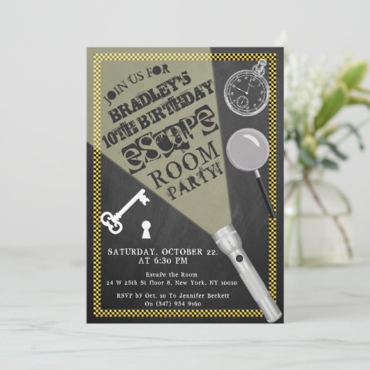 Chalkboard Escape Room Party Elke dag van de leeft Kaart (Staand voorkant)