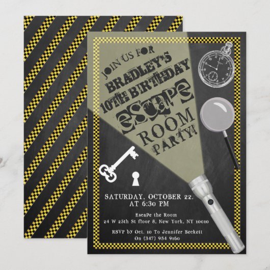 Chalkboard Escape Room Party Elke dag van de leeft Kaart (Voorkant / Achterkant)