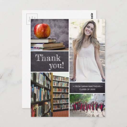 Chalkboard Etsen Afstuderen Dank u Foto Briefkaart (Voorkant / Achterkant)