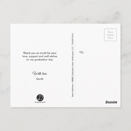 Chalkboard Etsen Afstuderen Dank u Foto Briefkaart (Achterkant)