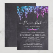 Chalkboard Eucalyptus Geslacht Blauw roze Baby Kaart (Voorkant / Achterkant)