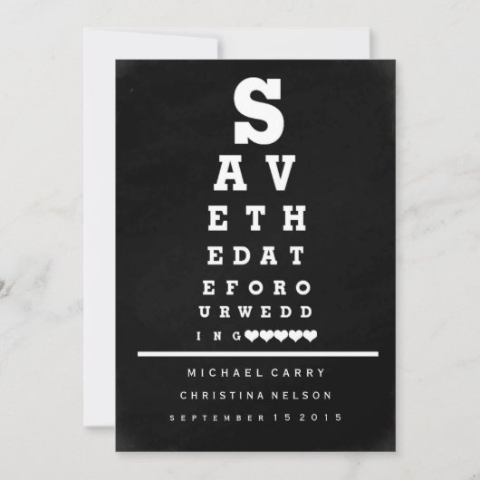 Chalkboard Eye Chart Save the Date (Voorkant)