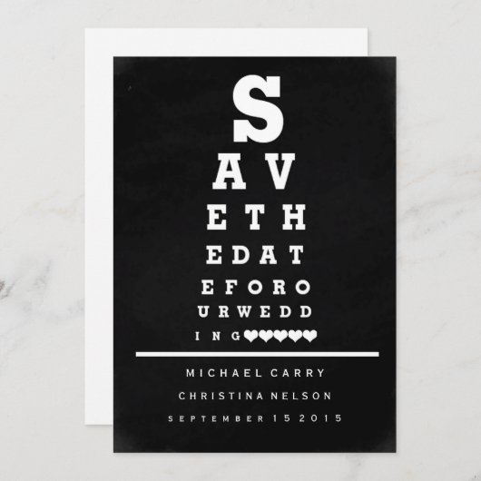 Chalkboard Eye Chart Save the Date (Voorkant / Achterkant)