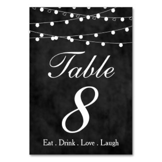 Chalkboard Fairy Lights & Hearts Party Tabel 8 Kaart