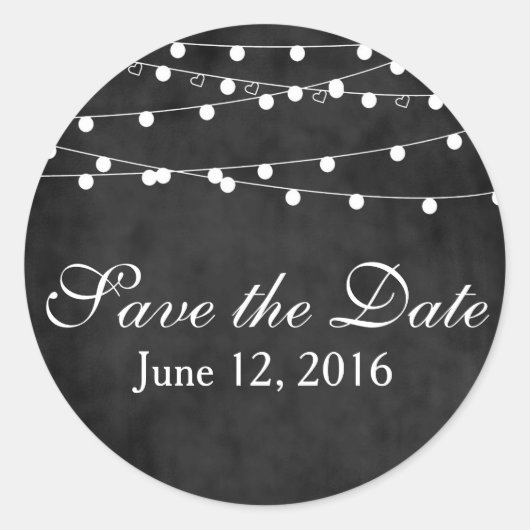 Chalkboard Fairy Lights & Hearts Sticker (Voorkant)